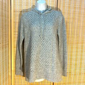 American Eagle Outfitters Heather Grey Cable knit Hooded Sweater Med